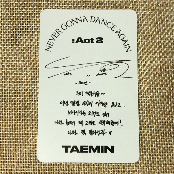 SHINEE TAEMIN #3 [Act 2 Never Gonna Dance Again] Official Photocard / New, Rare