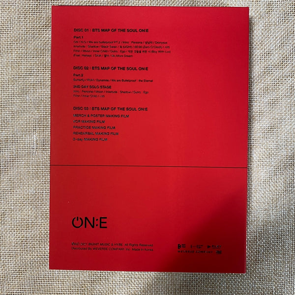 BTS GROUP [Map of the Soul ON:E DVD] Photobook + DVD(3) / ONE / New, Rare / Gift