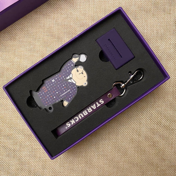 BTS [Starbucks Korea] Official MD Purple Bear Keyring Keychain / New, Rare /+G