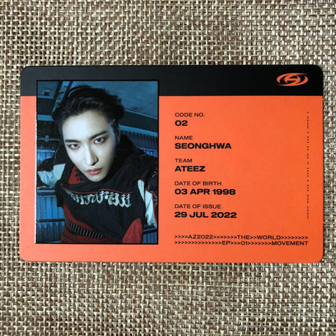 ATEEZ SEONGHWA [THE WORLD EP.1 : MOVEMENT] Official ID Card Photocard, Z Ver.