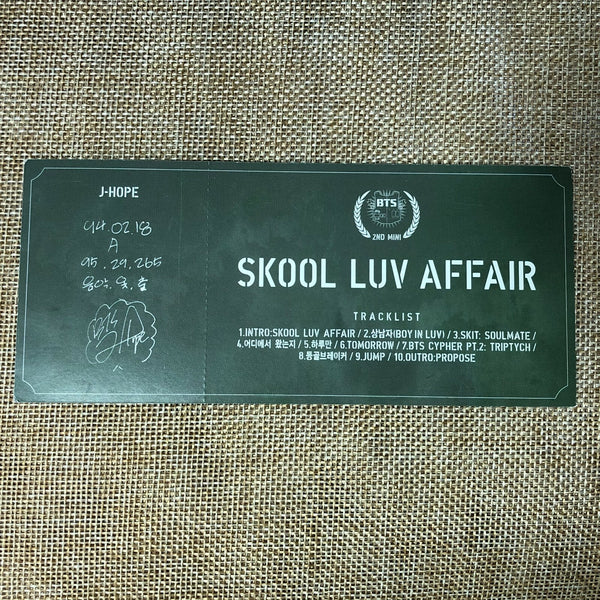 BTS J-HOPE #1 [SKOOL LUV AFFAIR] Official Photocard, 2nd Mini Album / New / Gift