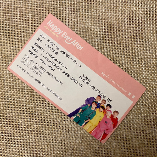 BTS 2018 #1 [ Happy Ever After ] Official Fan Concert Ticket / Mint, Rare / Gift