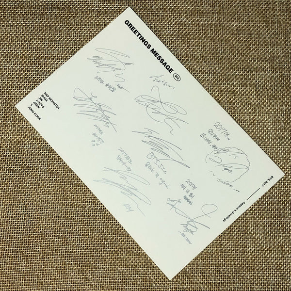 BTS GROUP [ 2017 Season's Greetings ] Official Message Postcard / New / Gift