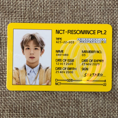 NCT2020 SHOTARO [RESONANCE Pt.2 Departure] Official Photocard, ID Card / Gift