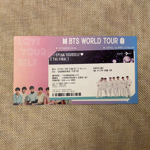 BTS 2019 #3 [ World Tour The Final ] Official Concert Ticket / Mint, Rare / Gift