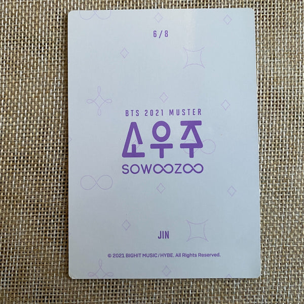BTS JIN 6/8 [ 2021 Muster SOWOOZOO ] Official Mini Photocard / New / Gift