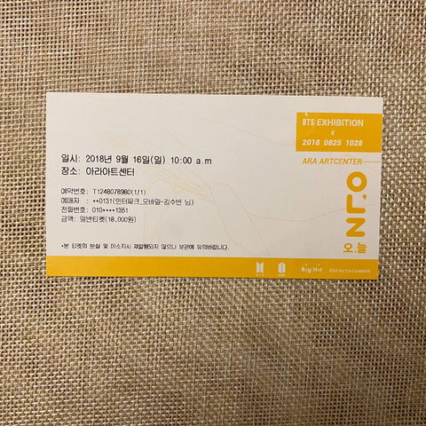 BTS 2018 #1 [  Oh Always Exhibition ] Official Ticket / New, Rare / Gift