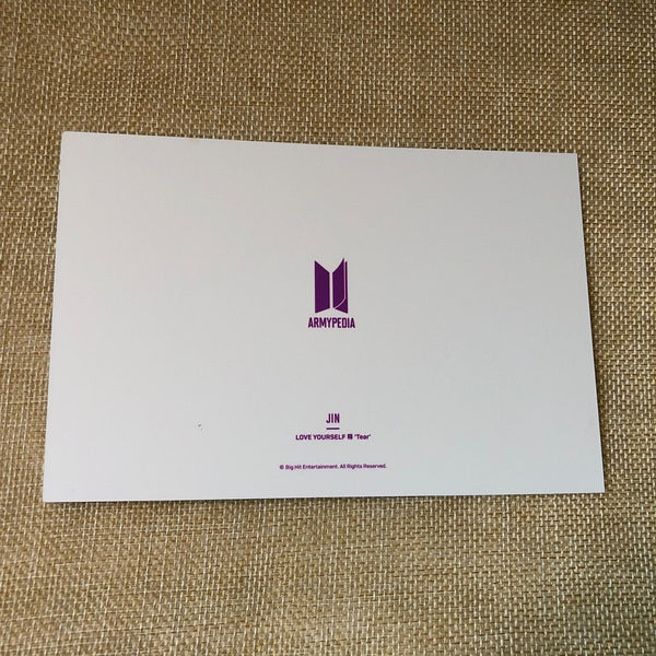 BTS JIN [Armypedia Love Yourself Tear] Official Postcard Photocard / New / Gift
