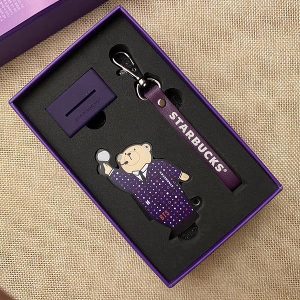BTS [Starbucks Korea] Official MD Purple Bear Keyring Keychain / New, Rare /+G