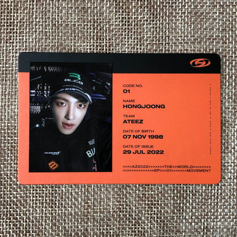 ATEEZ HONGJOONG [THE WORLD EP.1 : MOVEMENT] Official ID Card Photocard, Z / Gift