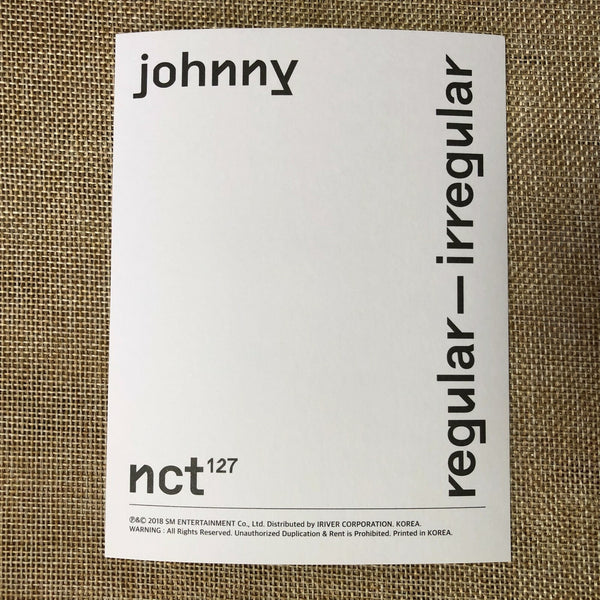 NCT 127 JOHNNY [Regular-Irregular] Official Postcard Photocard, Album / Gift