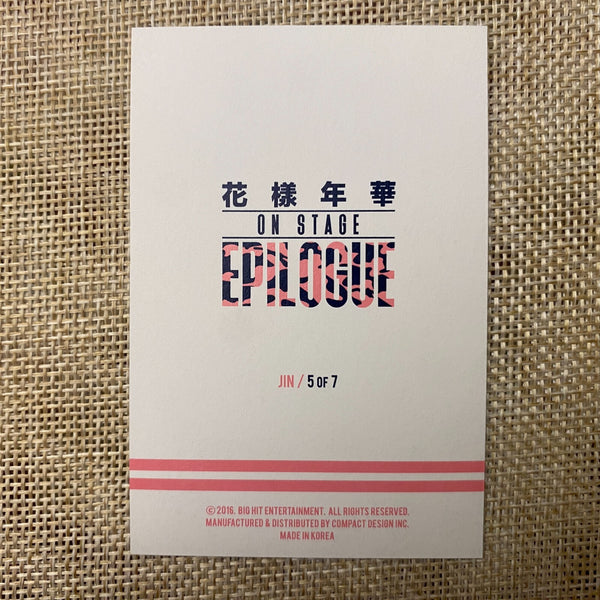 BTS JIN 5/7 [HYYH On Stage Epilogue] Official Mini Photocard / New, Rare / Gift