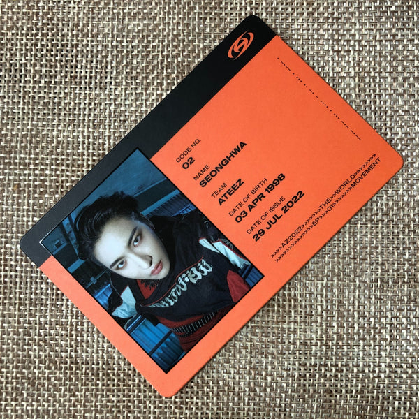 ATEEZ SEONGHWA [THE WORLD EP.1 : MOVEMENT] Official ID Card Photocard, Z Ver.