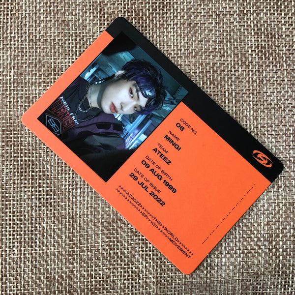 ATEEZ MINGI [THE WORLD EP.1 : MOVEMENT] Official ID Card Photocard, Z Ver / Gift