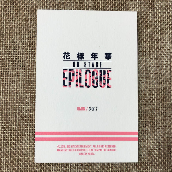 BTS JIMIN 3/7 [HYYH On Stage Epilogue Concert] Official Mini Photocard / Gift