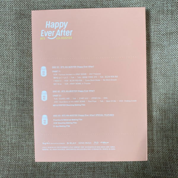 BTS [ 4th Muster Happy Ever After ] Official Blu-ray CD+Photobook+Sticker / New