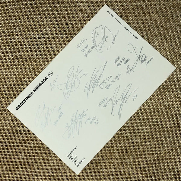 BTS GROUP [ 2017 Season's Greetings ] Official Message Postcard / New / Gift