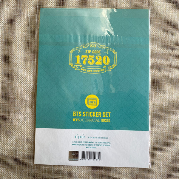 BTS Members [2nd Muster ZIP CODE 17520] Official Sticker Set / New, Rare / Gift