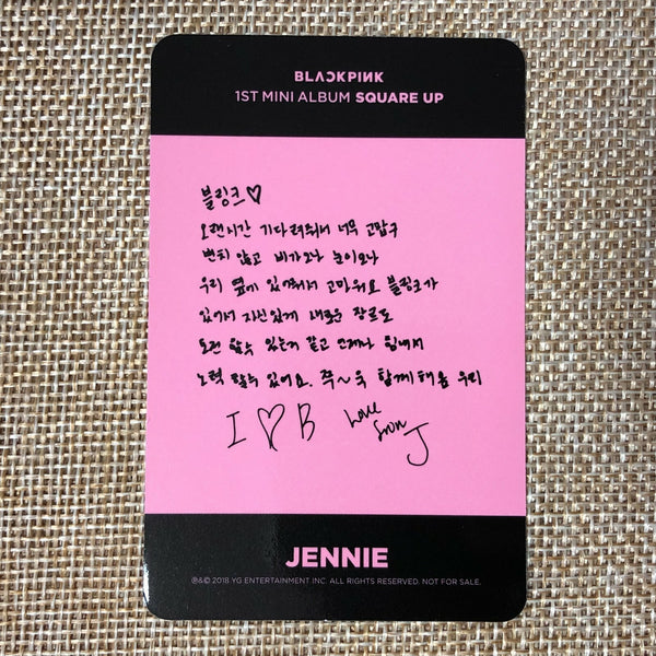BLACKPINK JENNIE [ SQUARE UP ] Official Photocard, 1st Mini Album / New / Gift