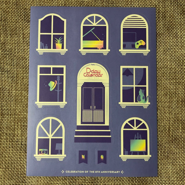 BTS [FESTA D-Day Calendar 8th] Official Welcome Kit Door Sign Sticker Dice /+G
