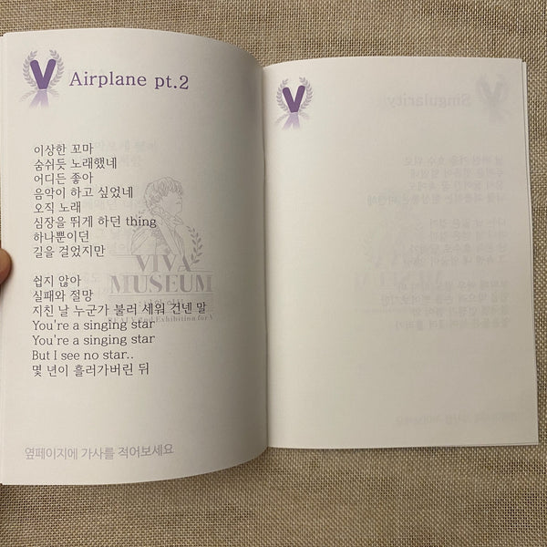 BTS V [ VIVA MUSEUM Exhibition ] Writing Book, RealV / New, Rare / Gift