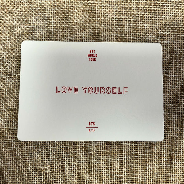 BTS JIN J-HOPE SUGA 6/12 [Love Yourself World Tour] Official Mini Photocard /+G