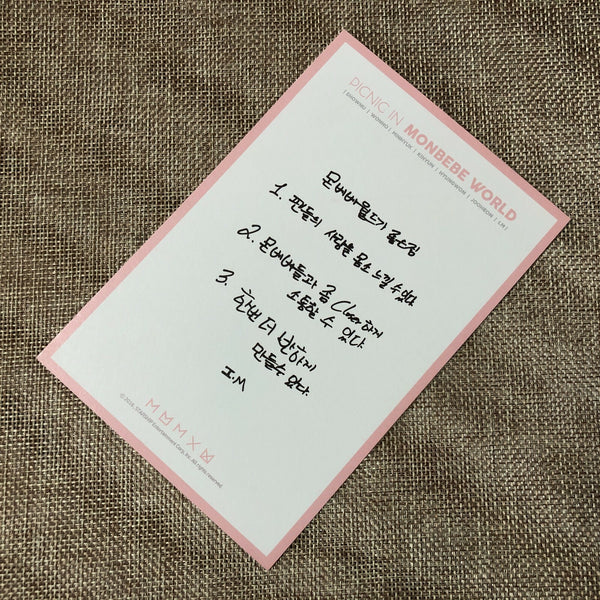 MONSTA X I.M. [PICNIC IN MONBEBE WORLD] Official Fan Meeting Postcard / Gift