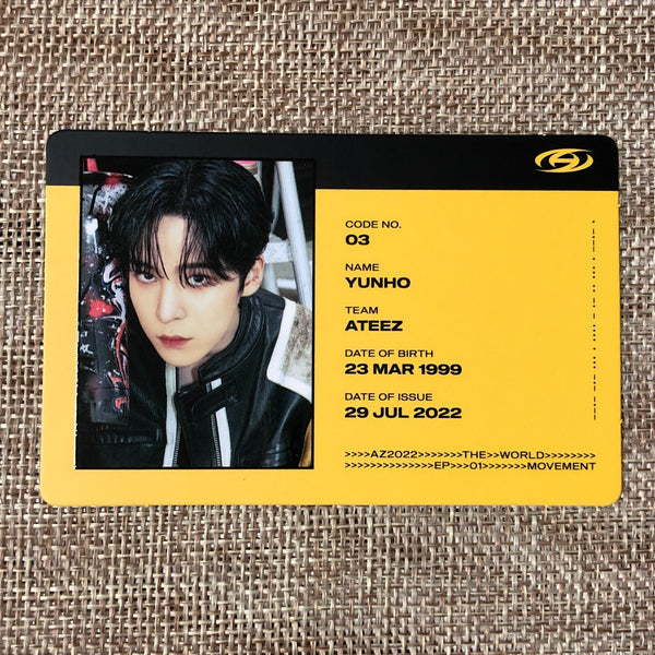 ATEEZ YUNHO [THE WORLD EP.1 : MOVEMENT] Official ID Photocard, Diary Ver. / Gift