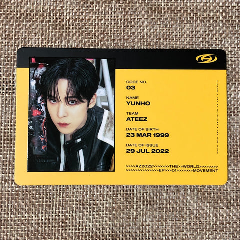 ATEEZ YUNHO [THE WORLD EP.1 : MOVEMENT] Official ID Photocard, Diary Ver. / Gift
