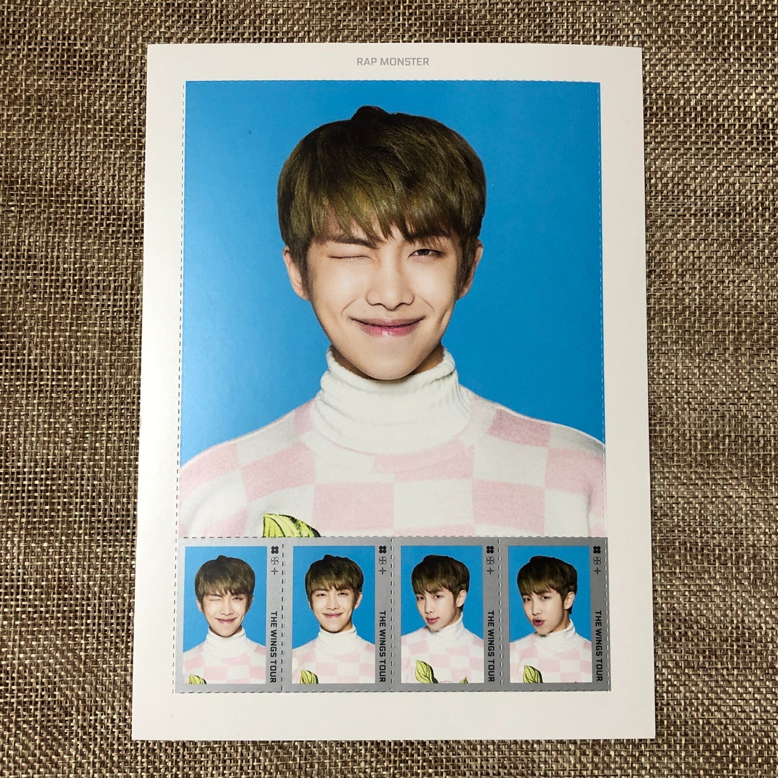 BTS RM [ The Wings Tour ] Official Postage Stamp Seal Postcard / New / Gift