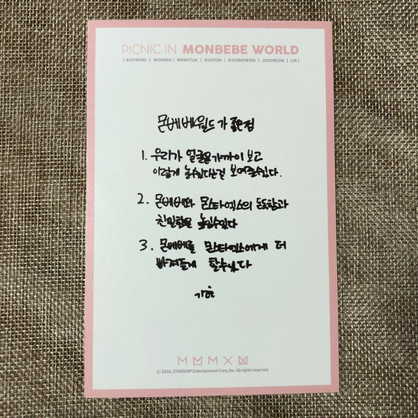 MONSTA X KIHYUN [PICNIC IN MONBEBE WORLD] Official Fan Meeting Postcard / Gift