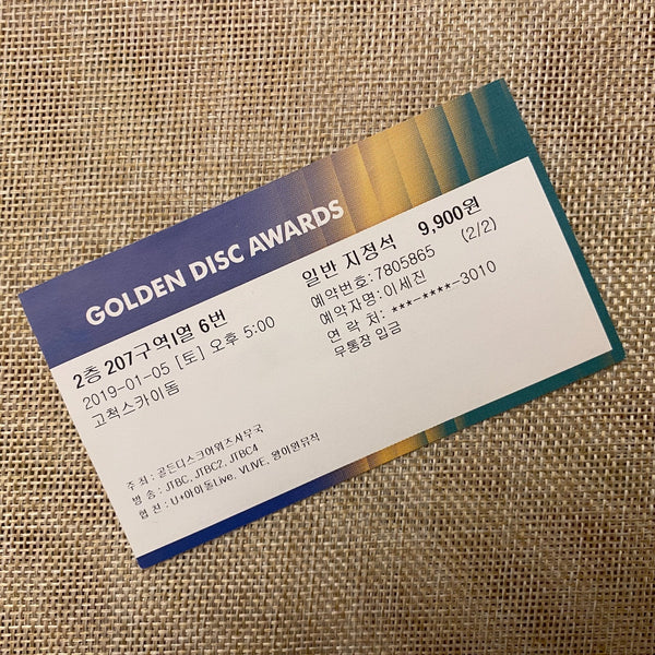 BTS 2019 #2 [ Golden Disc Awards ] Official Concert Ticket / New, Rare / Gift