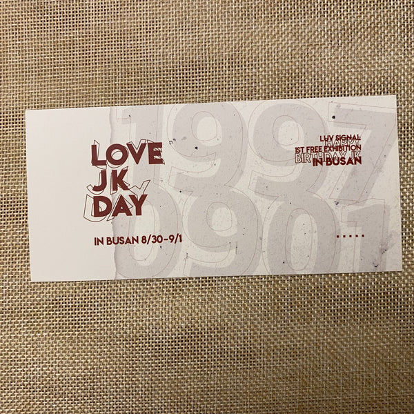 BTS JUNGKOOK [LOVE JK DAY Exhibition] Ticket + Photocard Set / New, Rare / Gift