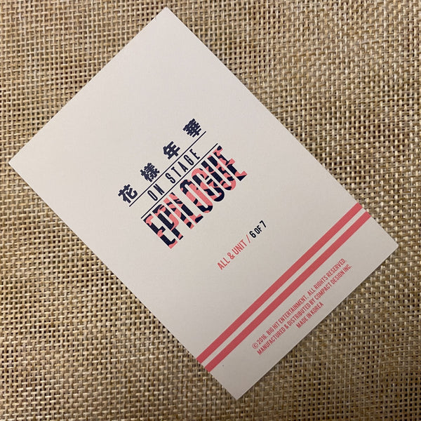 BTS Unit 6/7 SUGA [HYYH On Stage Epilogue Concert] Official Mini Photocard /+G