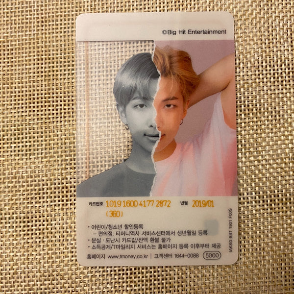 BTS RM [ 2019 CU T-Money Transparent ] Official Photocard / New / Gift