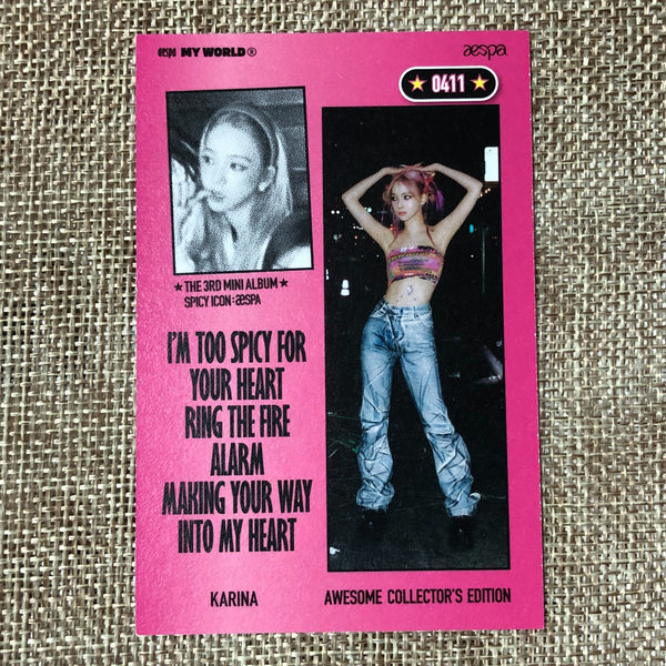 AESPA KARINA [MY WORLD] Official Trading Photocard, Zine Spicy Ver. / New / Gift