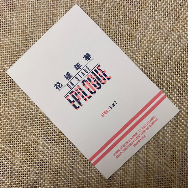 BTS SUGA 6/7 [HYYH On Stage Epilogue] Official Mini Photocard / New, Rare / Gift