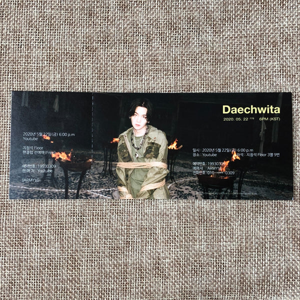 BTS SUGA [ DAECHWITA Youtube ] Official Ticket Photocard / New / Gift