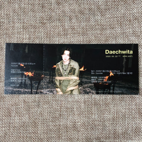 BTS SUGA [ DAECHWITA Youtube ] Official Ticket Photocard / New / Gift