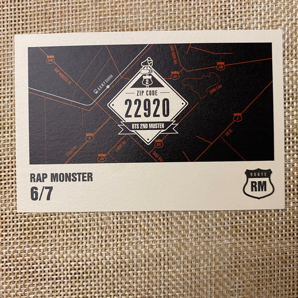 BTS RM 6/7 [ ARMY 2nd Muster ZIP CODE 22920 Official Mini Photocard ] NEW/+G