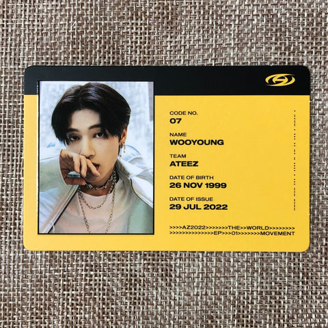 ATEEZ WOOYOUNG [THE WORLD EP.1 : MOVEMENT] Official ID Photocard, Diary / Gift