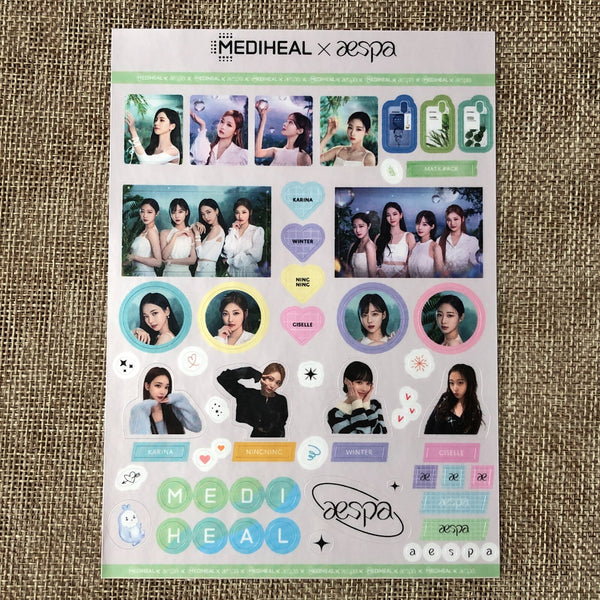 AESPA GROUP [MEDIHEAL] Official 4 Cut Photo + Sticker Set, SM TOWN / New / Gift