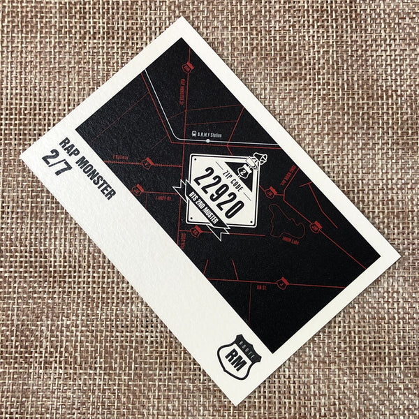BTS RAP MONSTER RM 2/7 [ 2nd Muster ZIP CODE 22920 Official Mini Photocard ]N/+G