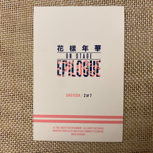 BTS JUNGKOOK 2/7 [HYYH On Stage Epilogue] Official Mini Photocard / New, Rare
