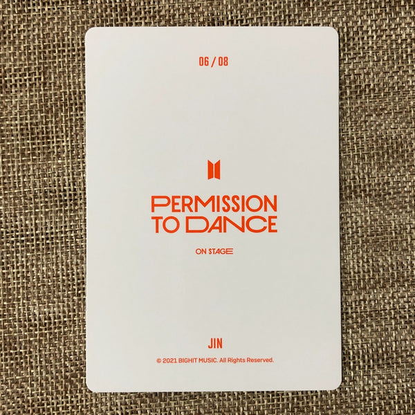 BTS JIN 6/8 [PTD PERMISSION TO DANCE ON STAGE] Official Mini Photocard / Gift