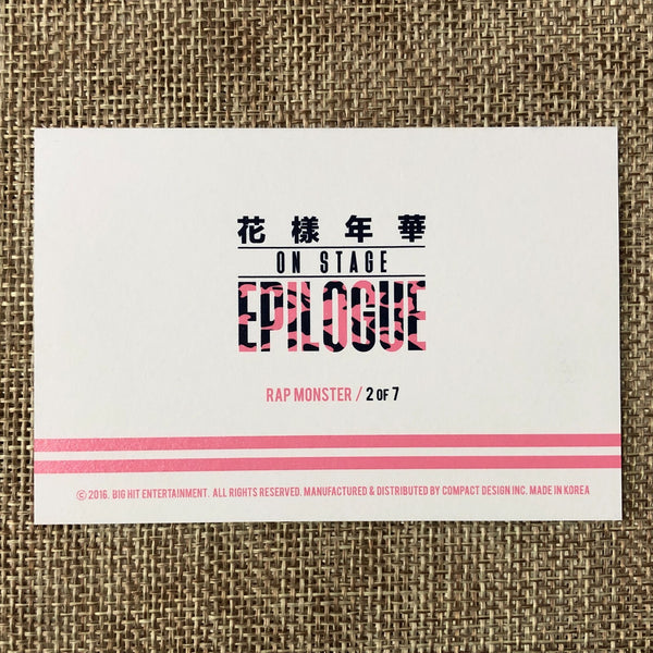 BTS RM 2/7 [HYYH On Stage Epilogue Concert] Official Mini Photocard / New / Gift