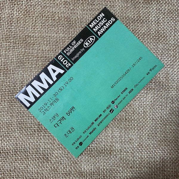 BTS 2019 #1 [MMA Melon Music Awards] Official Concert Ticket / New, Rare / Gift