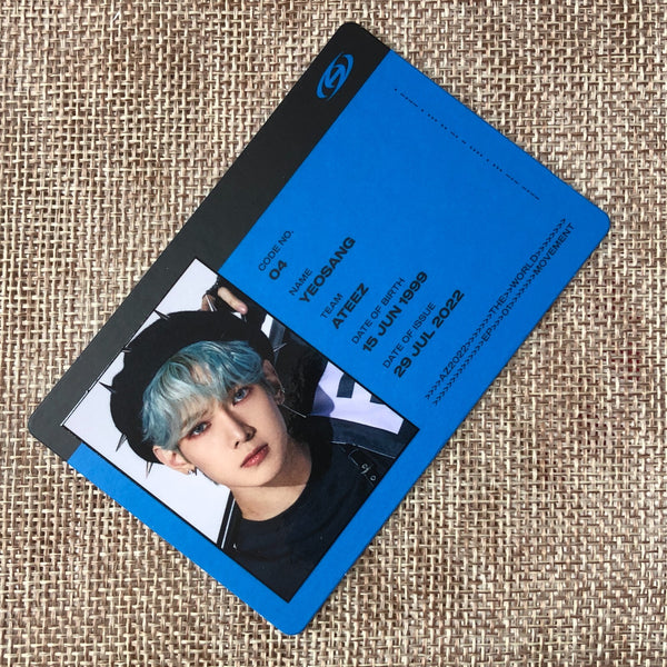 ATEEZ YEOSANG [THE WORLD EP.1 : MOVEMENT] Official ID Card Photocard, A Ver. /+G