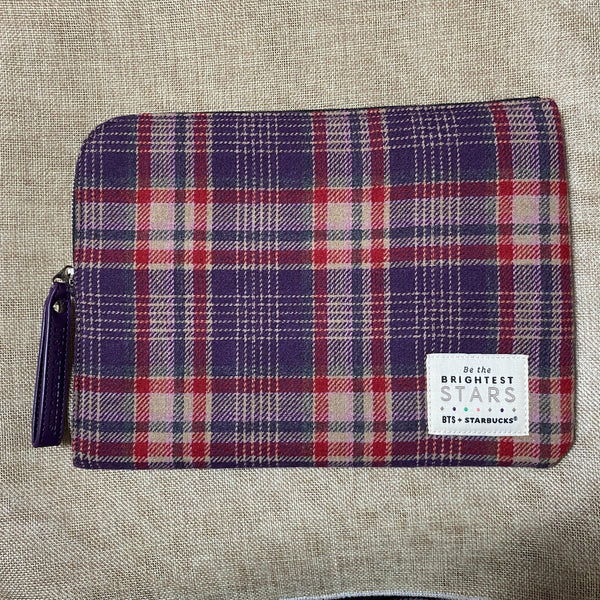 BTS x Starbucks 2020 / Tartan Check Pouch, Size Small / Official / New, Rare /+G