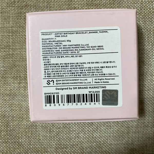 SHINEE [ TAEMIN Birthday Official Bracelet ] Pink Gold, SM / New, Rare / Gift